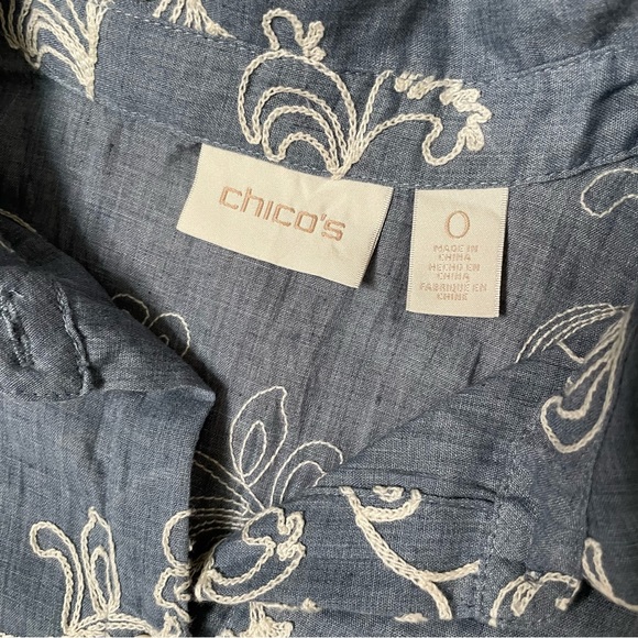 Chicos embroidered chambray button down shirt - Picture 6 of 10